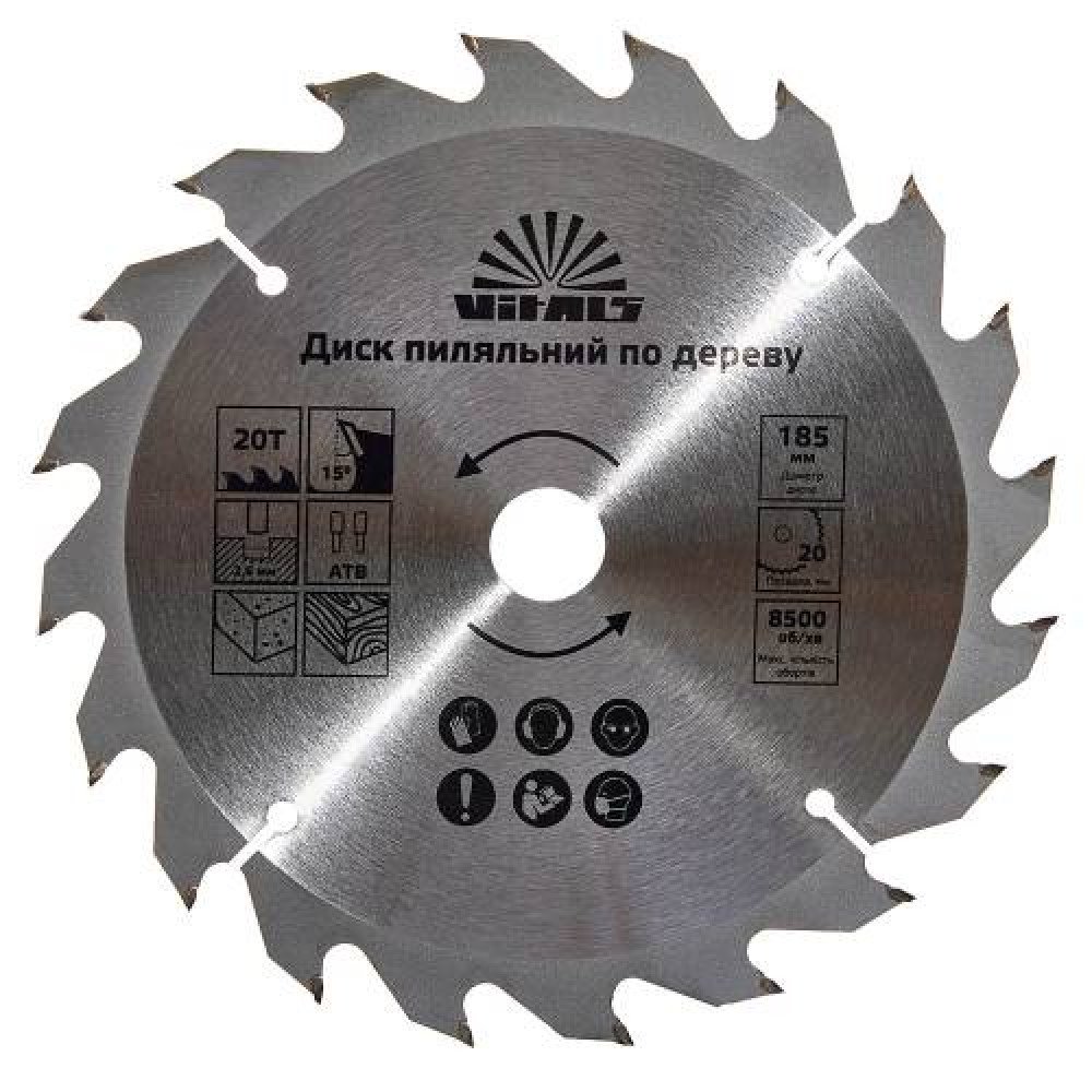 Диск пиляльний Vitals по дереву 185x20/16, ATB 20