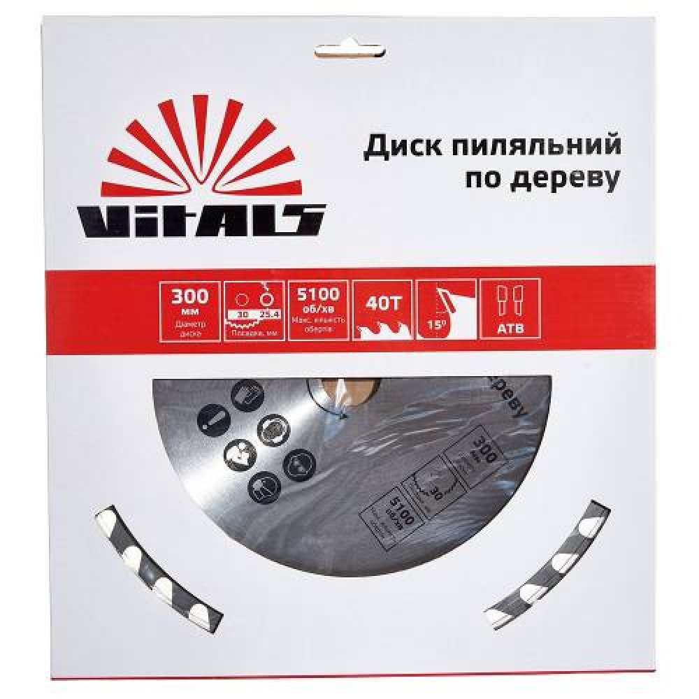 Диск пиляльний Vitals по дереву 300x30/25.4, ATB 40