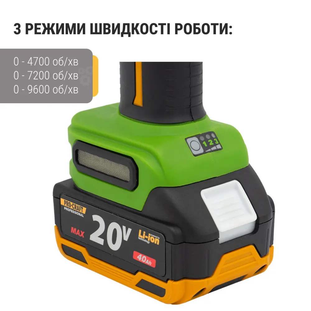 Акумуляторна болгарка Procraft PWA220 (1 акб 4 Аг)