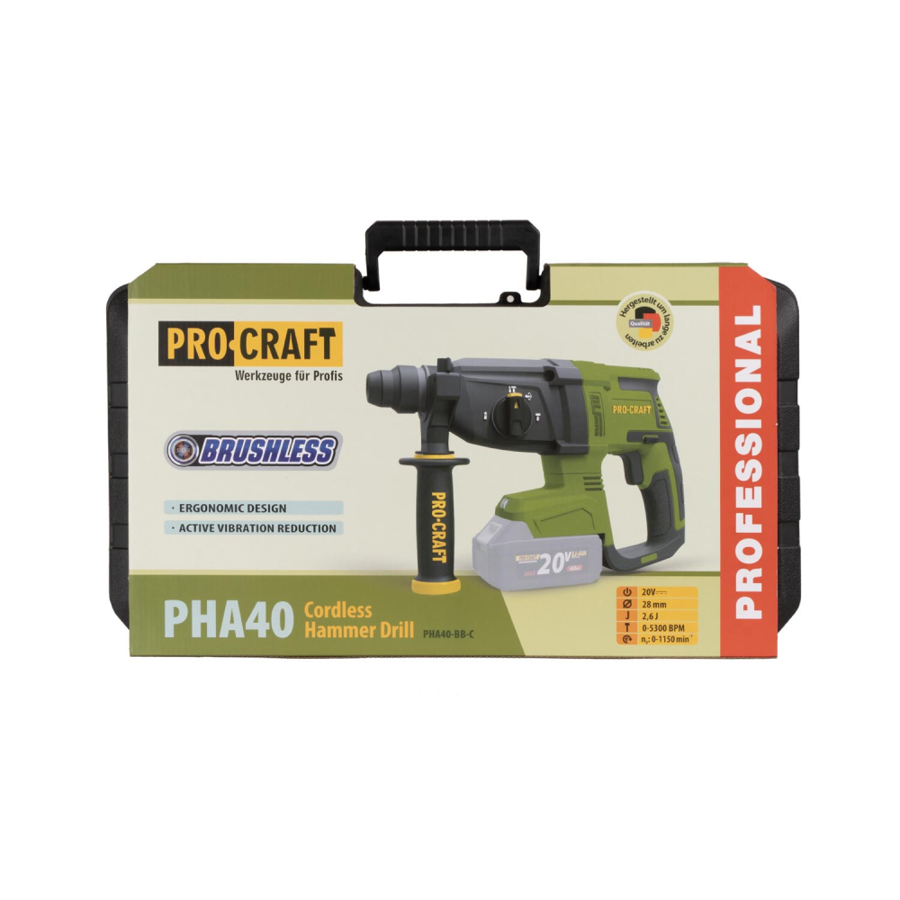 Акумуляторний перфоратор Procraft PHA40 Кейс (без АКБ та ЗП)