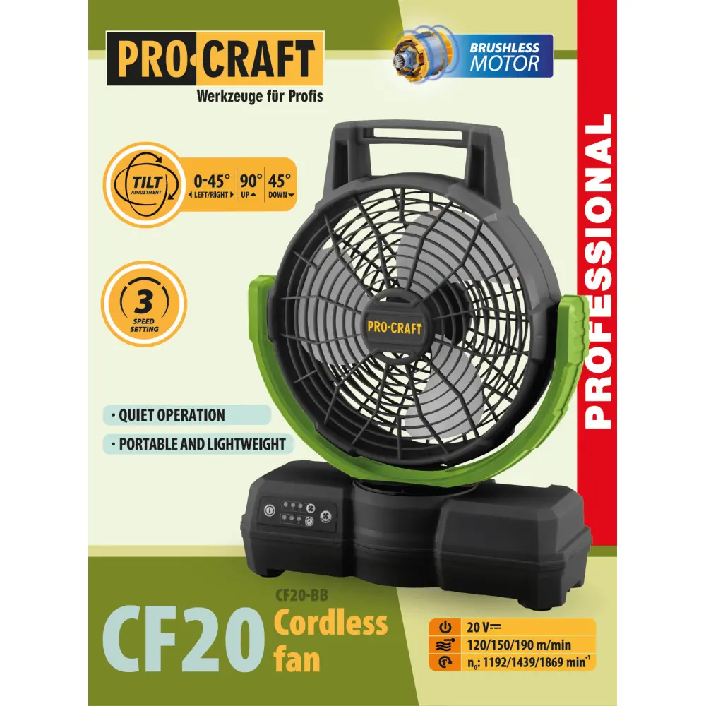 Акумуляторний вентилятор Procraft CF20 (без акб та зп)
