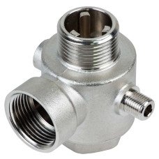 З'єднувач п'ятививідний + зворотний клапан 80мм M1”×F1”×F1”×M1/4”×F1/4” Silver 480г AQUATICA (779601)